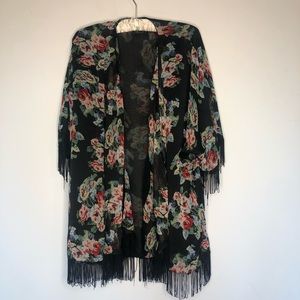 Floral Millau Kimono w/Fringe